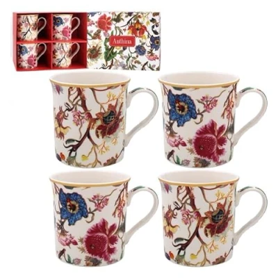 Image of Lesser &amp; Pavey Anthina Mugs Set of 4 Ceramic Coffee for Home or Work Premium Design All Occasions Lovely Tea, Hot Drinks