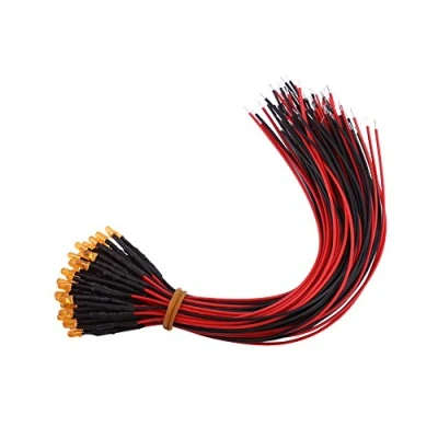 Image of Walfront 50Pcs 3/5/10mm Pre Wired Diffused LED Diodes Multi Colors Light DC 9 12V(Orange 3mm)