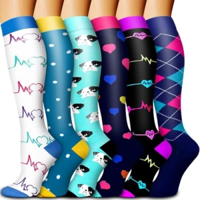 Image of Gcbiger Compression Socks for Men &amp; Women 7 Pairs Circulation 15 20 mmHg Best support Athletic, Nurse, Medical, Running (6Pack B 1, S M)