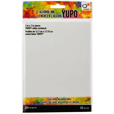 Image of Ranger Tim Holtz Alcohol Ink White Yupo Paper 10 Sheets 5 inch x 7 inch,