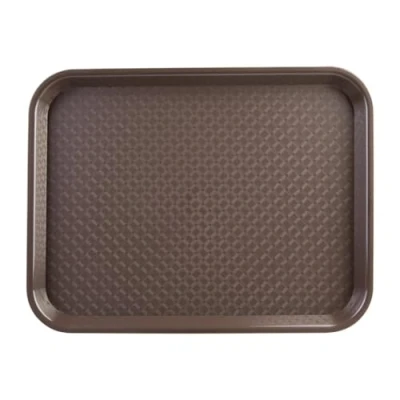 Image of Olympia Kristallon Fast Food Tray, Small Size: 345 x 265 mm/ 13.5 10.5 inch, Brown Polypropylene, Plastic Rectangular Restaurant Serving Commercial Bistro and Home Use, DP218
