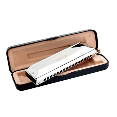 Image of East top 16 Holes Harmonica 64 Tones Chromatic Key of C, Professional Mouth Organ for Adults, Band Player and Students (SR)