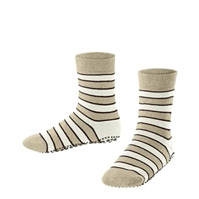 Image of FALKE Unisex Kids Simple Stripes K HP Cotton Grips On Sole 1 Pair Grip socks, Beige (Sand Melange 4650) new eco friendly, 5.5 8