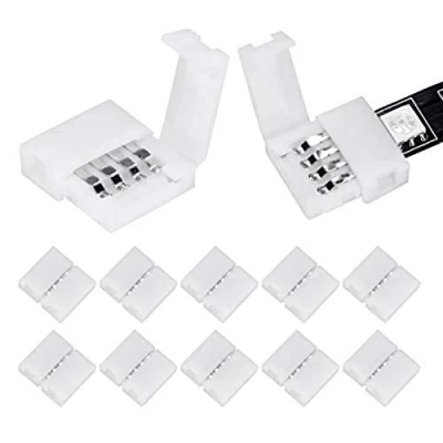 Image of WENHSIN 10Packs 4 Pin RGB LED Light Strip Connectors 10mm Unwired Gapless Solderless Adapter Terminal Extension for SMD 5050 Multicolor