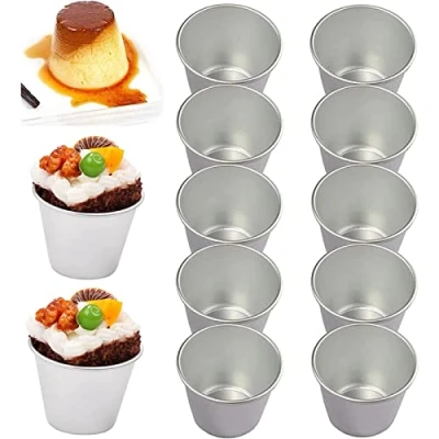 Image of Symphonyw Pudding Moulds, 10pcs Aluminum Muffin Tin Dariole Moulds Nonstick Mini Baking Cups Basins Egg Tart Cupcake Molds