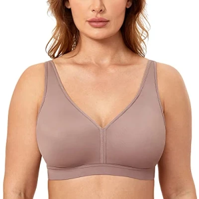 Image of AISILIN Non Wired Bras for Women Comfort Wireless Bralette Support Full Coverage Unlined Soft T Shirt Plus Size Bra Mochaccino 48G