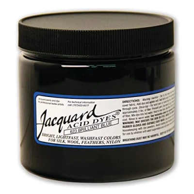 Image of Jacquard Acid Dye for Wool, Silk and Other Protein Fibers, 8 Ounce Jar, Concentrated Powder, Brilliant Blue 623