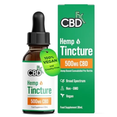 Image of CBDfx 500mg CBD High Strength Oil, Improved Purity, All Natural, Vegan, Non GMO, Broad Spectrum, Blended with MCT No THC, 30ml (30 Days)