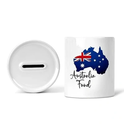 Image of Rib Ticklerz Money Box Australia Fund Piggy Bank Savings Jar Travel Travelling Holiday Pot Novelty Gift Printed Saving Birthday Present MB2
