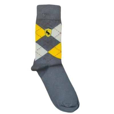 Image of Licensed Harry Potter Hufflepuff Argyle Knitted Socks Logo Embroidered Size 6 11
