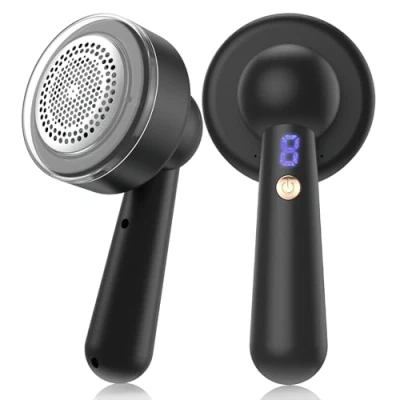 Image of Bobble Remover for Clothes, Rechargeable Fabric Shaver Electric Lint with 3 Gears and 6 Blades, Fuzz Debobbler Remove Fuzz, Pills from Furniture, Sofa, Blanket, Black