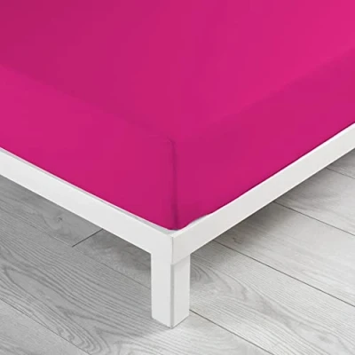 Image of Douceur d&#039;Interieur Fitted Sheet 90/190 UNI Bois DE Rose 57 Yarns