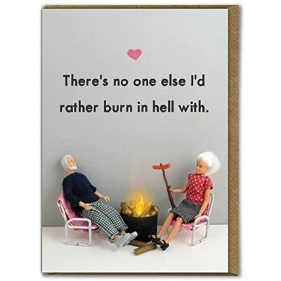 Image of Bold &amp; Bright Funny Anniversary Valentines Card &#039;Burn in Hell&#039; Cheeky Cards For Husband Wife Boyfriend Girlfriend Partner Novelty Humour