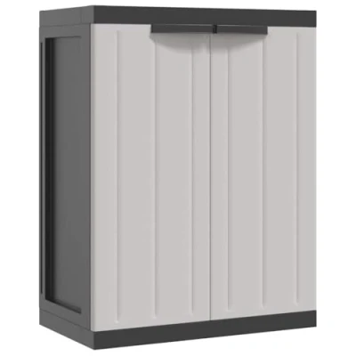 Image of vidaXL Outdoor Storage Cabinet Grey and Black 65x37x85 cm PP
