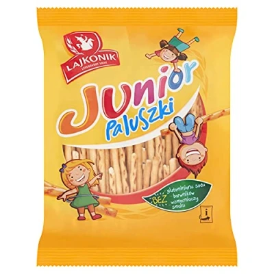 Image of Lajkonik Paluszki Junior Sticks 180g (Pack of 11) Salted Baked Snacks, Pretzel Treats