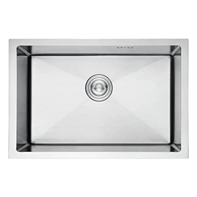 Image of Ibergrif M87044 Stainless Steel Kitchen Sink, 70 x 44cm, Undermount Sink Drop in, Topmount Single Bowl with Drainer Fittings, Silver