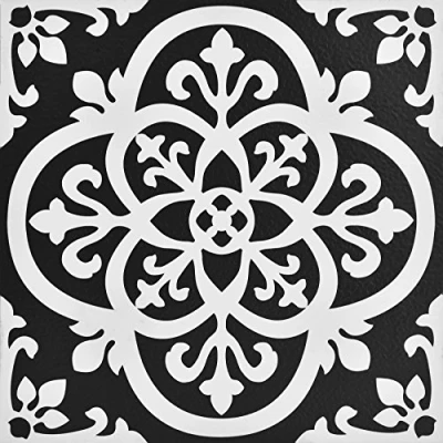 Image of WallPops FP2475 Gothic Peel &amp; Stick Floor Tiles, Blacks, Set of 10 Piece, 12 x inches
