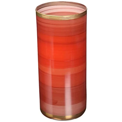 Image of Angela neue Wiener Werkstaette Finished Cylinder Glass Vase, Glass, Red, 8 x 25 cm