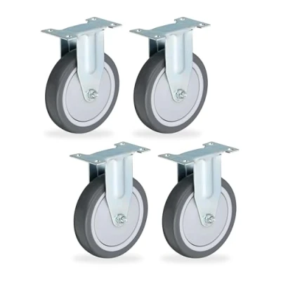 Image of Relaxdays Fixed Castors, 40% Steel 20% Plastic, Grey/Silver, 125 mm