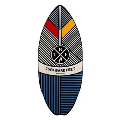 Image of Two Bare Feet 41&quot; Skimboard Suitable for Beginners, 7 Ply wooden construction with nose pre curve, Pin tail, Adults and Kids (Aztec)