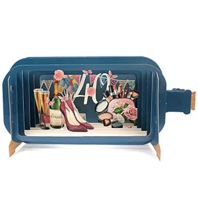Image of Message in A Bottle Champagne 40th Pop Up Birthday Greeting Card by Alljoy Cards MIB101