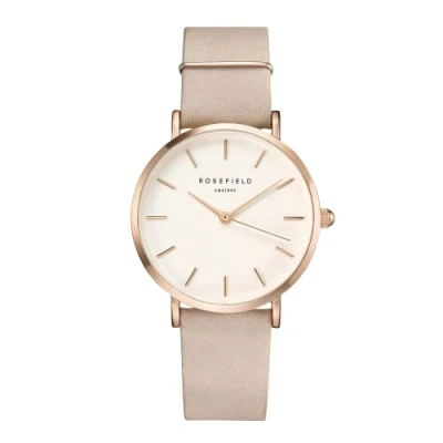 Image of Rosefield Women&#039;s Watch The West Village: Rose Gold 33mm Round Case with White Dial and Pink Strap WSPR W73