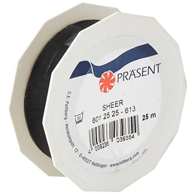 Image of C.E. Pattberg Sheer Organza Ribbon Black, 27 Yards Gift Wrap Ribbon, 1 inch Width, Accessories for Decoration &amp; Handicrafts, Presents, Every Occasion