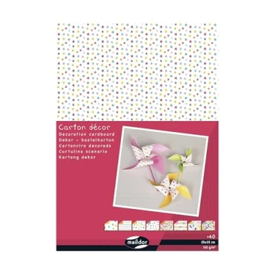 Image of Clairefontaine Ref 354597C Maildor Decorative Cardboard (Pack of 40 Sheets) 250 x 350mm, 160gsm Card, Acid Free, Recycled Materials Assorted Doodling Colours