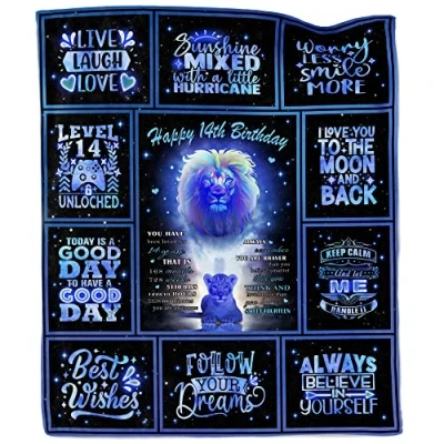 Image of Akoigun Gifts for 14 Year Old Boys Blanket, Boy Gift Ideas, 14th Birthday Boys, Birthday, Decorations Throw Blanket 50&quot;x60&quot;