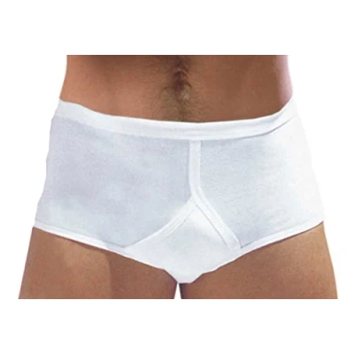 Image of Mens Classic Cotton Y Style Briefs Underwear White Lrg