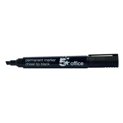 Image of 5 Star Office Permanent Marker Xylene/Toluene free Smearproof Chisel Tip 1 4mm Line Black [Pack 12]
