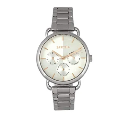 Image of Bertha Womens Gwen Bracelet Watch w/Day/Date Silver Stainless Steel One Size