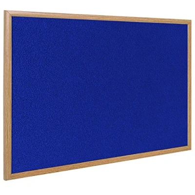 Image of Bi Office Earth Notice Board, Blue Felt, Oak Finish Frame, 120 x 90 cm