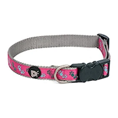 Image of Petface Paws Print Dog Collar, Large, Cerise/Grey