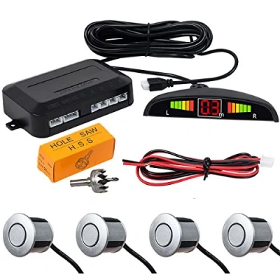 Image of MASO Rear Parking Sensor Kit Silver LED Display Assistants Double CPU Security Reversing Radar Car Vehicle with 4 Sensors Alarm Buzzer Reminder Safe Driving
