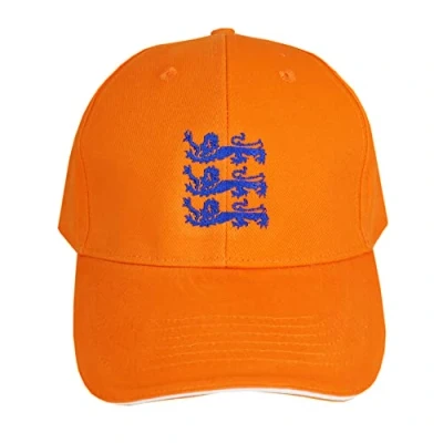 Image of TeddyTs Adults Orange Three Lions Design Adjustable Baseball Cap (Blue Lions), M L