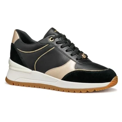 Image of Geox Women&#039;s D DESYA A Sneaker, Black/Lt Gold, 4 UK