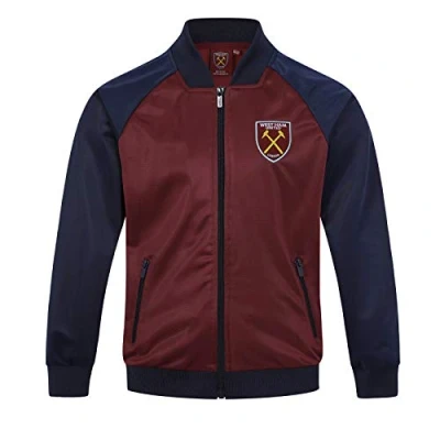 Image of West Ham United FC Official Gift Boys Retro Track Top Jacket Claret 2 3 Years
