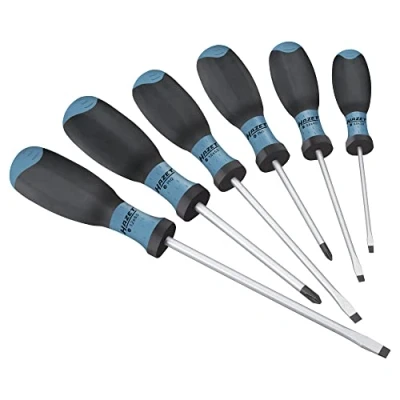 Image of HAZET 810SPC/6 Slot Cross Recess Profile PH Screwdriver Set with Burnished Tip Matt Chrome Plated
