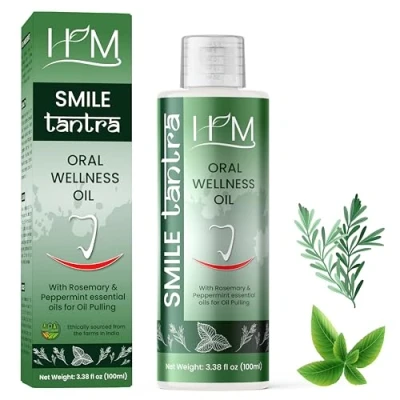 Image of Oil Pulling with Rosemary &amp; Peppermint Essential Oils for Oral Health, Healthy Teeth and Gums, Alcohol Free Mouthwash, Whitening, Helps Bad Breath Freshens Mouth