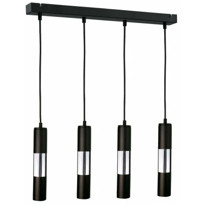 Image of Magnum Bar Pendant Ceiling Light Black, Silver, 60cm, 4x GU10