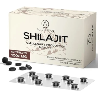 Image of AureaSalus Shilajit Tablets 30,000mg, 60 Counts Himalayan (1000mg Per Serving), Rich in 85+ Minerals &amp; Fulvic Acid, More Convenient Than Resin (60 Tablets)