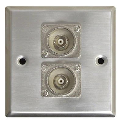 Image of Metal AV Wall Plate with 2 x BNC Sockets