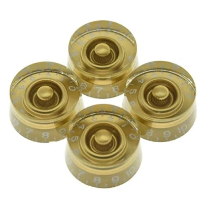 Image of KAISH Pack of 4 American Spec LP Guitar Speed Dial Knobs 24 Fine Spline Control for Les Paul with CTS Split Shaft Pots Gold