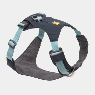 Image of RUFFWEAR Hi &amp; Light Harness, Medium Reflective Y Shaped Dog Lightweight Adjustable Padded No Pull Harness for Dogs, Quick Release 2 Lead Attachments, Size M, Basalt Grey