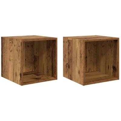Image of vidaXL Wall Cabinets 2 Pack Old Wood 37x37x37 cm Made from Engineered