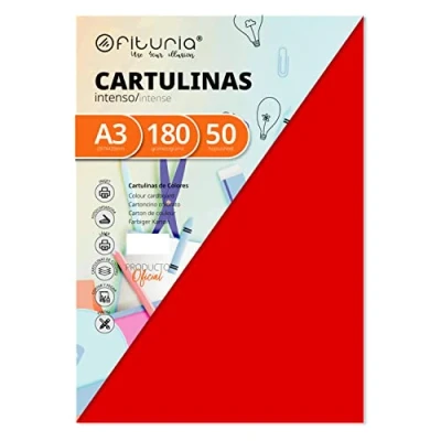 Image of Pack of 50 Red Cardstock Size A3 180 g