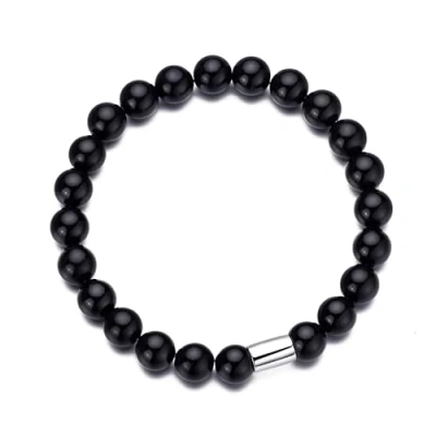 Image of Philip Jones Men&#039;s Black Onyx Gemstone Stretch Bracelet