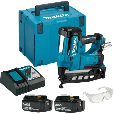 Image of Makita DBN600RTJ 18V Li ion LXT 16G Finishing Nailer Complete with 2 x 5.0 Ah Batteries and Charger Supplied in a Makpac Case