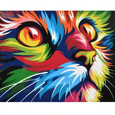 Image of NATUCE Paint by Numbers Kits with Brushes and Acrylic Pigment DIY Canvas Painting for Kids Adults Beginner, Oil Colorful Cat 16 x 20 inch (Without Frame)